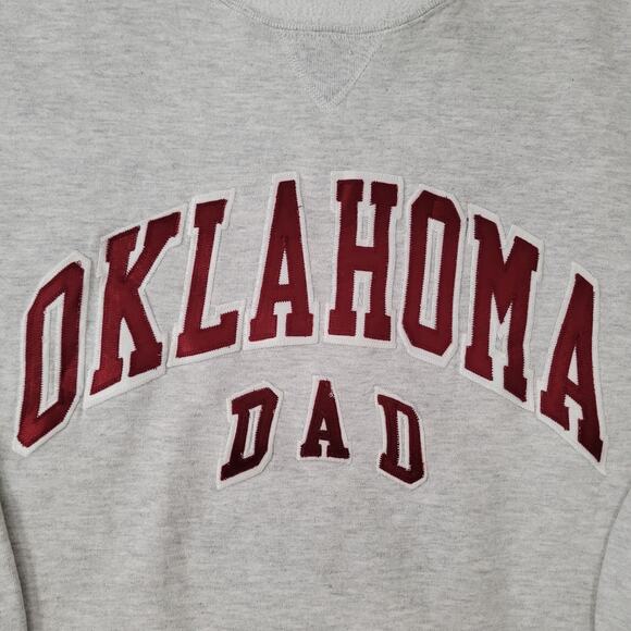 Vintage 80s Oklahoma Dad Sweatshirt XL 23x27 Gray Arch-Spellout - Picture 3 of 15
